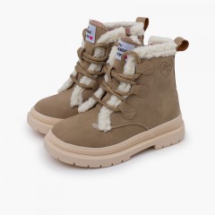 Botas Garvalín pelito cordones Topo