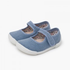 Merceditas barefoot tira adherente Azul