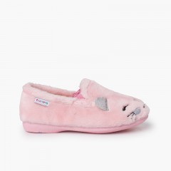 Zapatillas casa pelo suave gatito Rosa