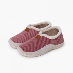 Zapatillas casa pana forro pelito  Rosa