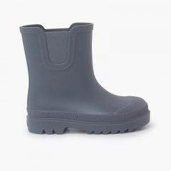 Botas Agua Tipo Chelsea Colores Empolvados Azul