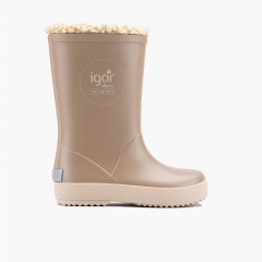 Botas de agua borreguito suela beige Beige