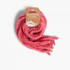 Cordones para el pelo de niña en lana monocolor Rosa Francia