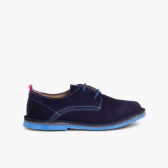 Zapatos Blucher Serraje Suela y Cordones Colores Azul Marino