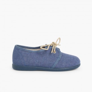 Zapatos Blucher Niños Lona Azul